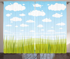 Grass and Clouds Landscape Curtain