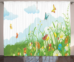 Clouds with Spring Meadow Curtain