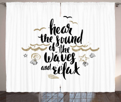 Hear the Sound of Waves Text Curtain