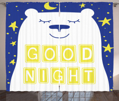 Polar Bear Night Text Curtain
