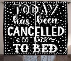 Go Back to Bed Funny Phrase Curtain