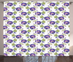 Purple Gramophone Orchids Curtain