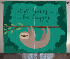 Do Not Hurry Be Happy Text Curtain
