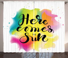 Here Comes Sun Text Curtain