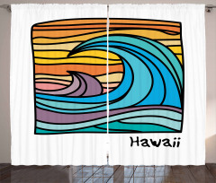 Abstract Ocean Waves Art Curtain