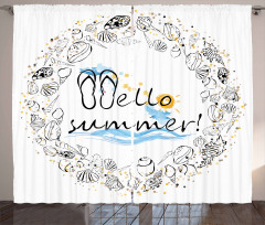 Hello Summer Seashells Curtain
