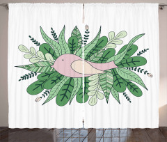 Tiny Sparrownd Leaves Curtain