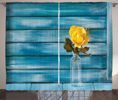 Blooming Yellow Rose in a Jar Curtain
