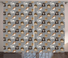 Different Dog Breeds Artwork Curtain