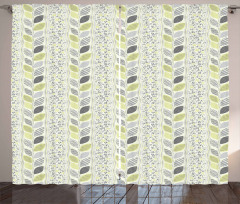 Stripes Sketched Leaves Curtain