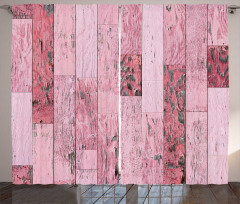 Pink Toned Rustic Planks Curtain