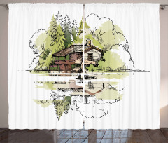 Lake House in the Forest Curtain