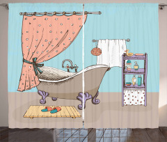 Bathroom Tub Illustration Curtain