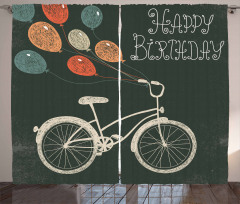 Bike Ballons Happy Birthday Curtain