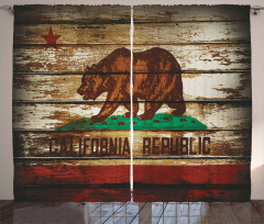 California Flag Rustic Boards Curtain