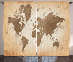 Vintage Earth Continents Curtain