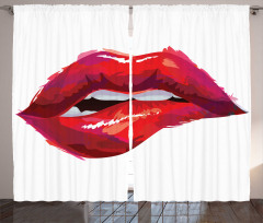 Woman Biting Lips Curtain