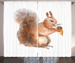 Watercolor Rodent Animal Curtain