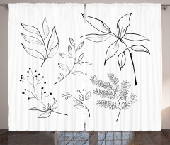 Sketched Botanical Theme Curtain