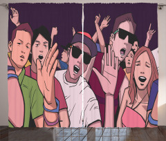 Music Festival Cartoon Image Curtain