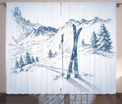 Landscape of Snowy Mountains Curtain