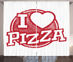 Grunge Love Pizza Lettering Curtain