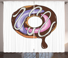 Doughnut American Food Theme Curtain