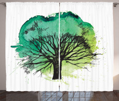 Blended Watercolor Leaf Curtain