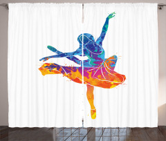 Colorful Ballerina Girl Pose Curtain