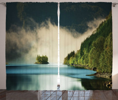 Foggy Mountain Reflection View Curtain