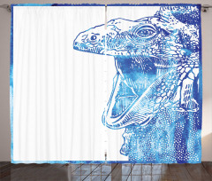 Watercolor Style Blue Animal Curtain