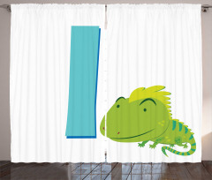 Cartoon Letter I and Animal Curtain