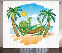 Tropical Holiday Palm Tree Curtain