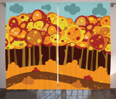 Forest in Autumn Cartoon Curtain