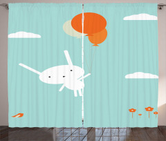Flying Rabbit Balloons Sky Curtain