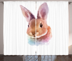 Watercolor Art Rabbit Head Curtain