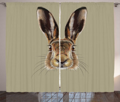 Face of a Wild Hare Realistic Curtain