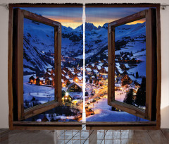 Winter Season Town Curtain