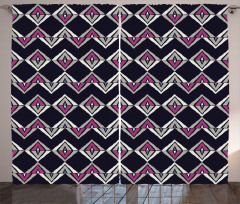 Native Folk Motifs Chevron Curtain