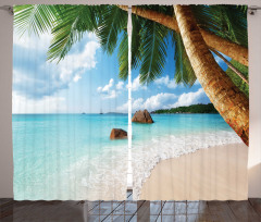 Exotic Palm Tree Ocean Curtain