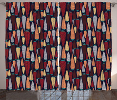 Root Vegetable Design Doodle Curtain