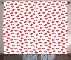 Red Kisses Imprint Curtain