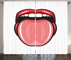 Open Mouth Tongue out Image Curtain