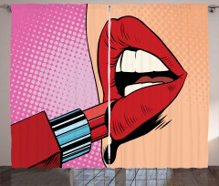 Halftone Comic Pop Art Girl Curtain