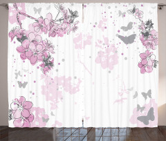 Spring Motif Outline Curtain