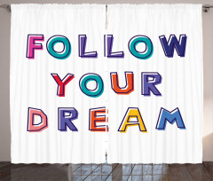 Motivational Phrase Rainbow Curtain