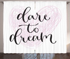 Dare to Dream Words Hearts Curtain