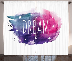 Words with Stars Watercolors Curtain