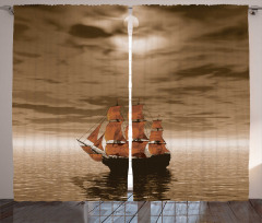 Lonely Ship Sailing Curtain