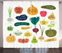 Plant Fruit Vegetable Slogan Curtain